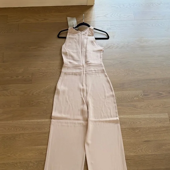 Uterque Blush Lace-Front Sleeveless Jumpsuit